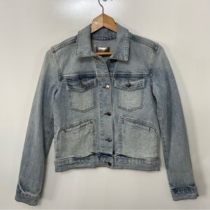 Kut from the Kloth Anne Light Blue Jean Jacket, Distressed Denim, Size S